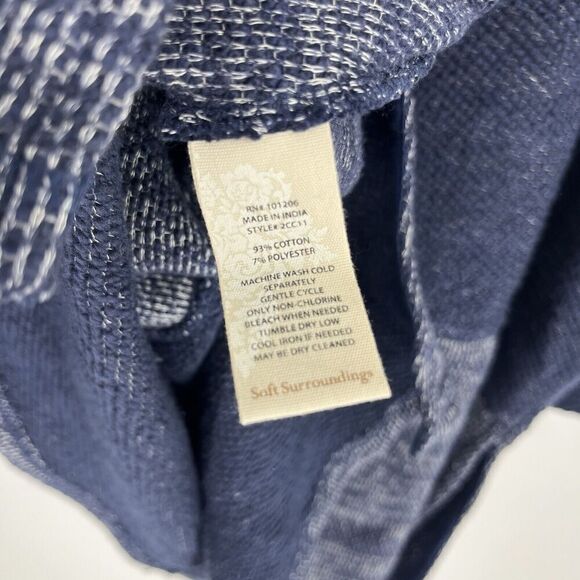 Soft Surroundings Tunic Top Size Large Navy Textured Cowl Neck Knit Long Sleeve - Picture 8 of 8